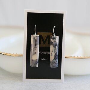 Black and White Amethyst Sage Chalcedony and Sterling Earrings